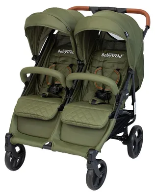 Immagine prodotto di Passeggino gemellare BabyTrold OS2 color oliva, regolabile, ruote anti-foratura