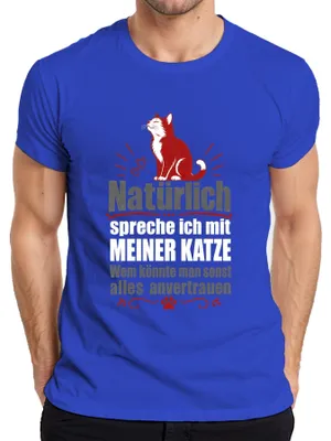 Obrázok produktu pre Samozrejme, rozprávam so svojou mačkou. Tričko s nápisom "Statement" a sarkastickým odkazom na mačky, pánske, modré, veľkosť L