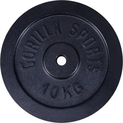 Obrázok produktu pre Gorilla Sports Liatinový záťažový kotúč, čierny, 10 kg