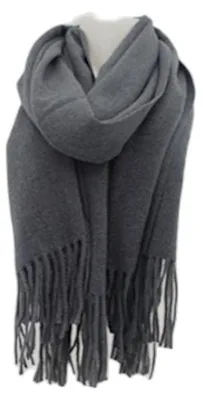 Imagen del producto de Bufanda Damenschal Soft Cashmere: Bufanda con flecos, 180 x 70 cm. Bufanda de invierno para mujer. Bufanda de otoño/invierno: color gris oscuro. Color: gris oscuro