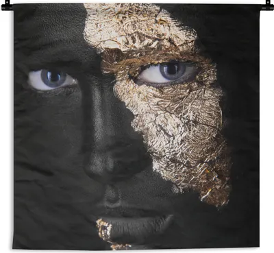 Produktbild von MuchoWow® Wandteppich Wandbehang Frau - Gold - Schwarz und Gold 90x90 cm Tapisserie Dekoration Wandtuch - Wandaufhänger