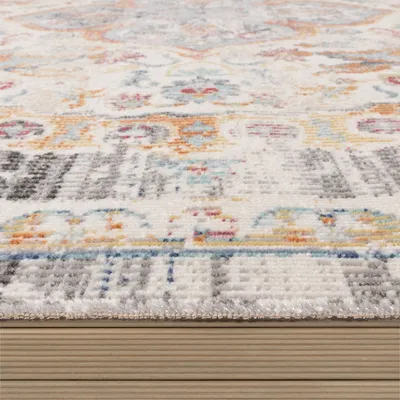 Produktbild von Outdoor Teppich Wetterfest Balkon Küche Orient Muster Modern Bordüre Grau Beige Grösse 200 cm Rund