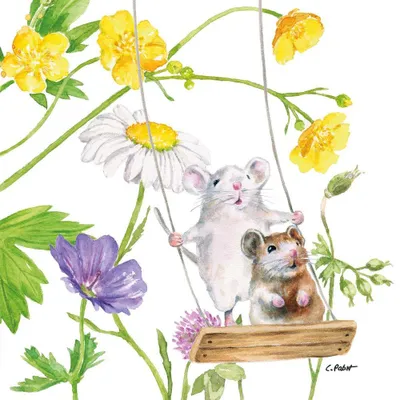 Produktbild von 20 Servietten Fridolin & Friends - Freunde auf der Schaukel 33x33cm