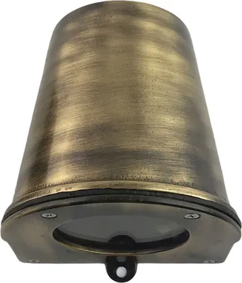Produktbild von Außenlampe Wand Messing Glas H: 10 cm IP54 in antik GU10 Vintage Außenwandleuchte