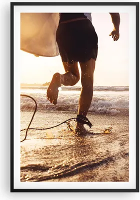 Produktbild von Gerahmtes Poster - Schwarzer Rahmen - Surfen Strand Freude - 61x91,5 cm - Wand Bild - Wanddeko - Wandbilder - Kunstposter - Wandposter - Bilderrahmen - Bilder - Kunstdruck - P2BPA61x91-4801