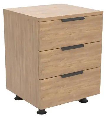 Productafbeelding van Kast met 3 lades, dressoir, opbergkast, woonkamer, kantoor, beige