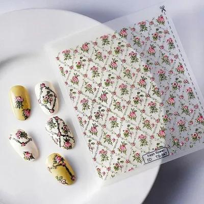 Image de stickers 3D autocollants pour ongles Motifs convexes FLEURS