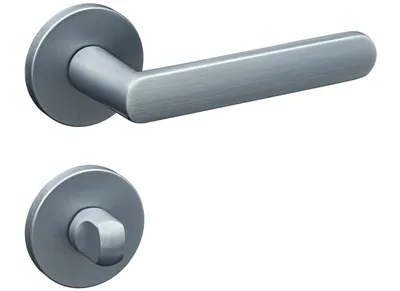 Produktbild von Türgriffe Set WC/Bad Türklinken für Innentüren in Silber Matt Chrom Drückergarnitur für Zimmertür mit runder Rosettengarnitur aus Zink Gavroche