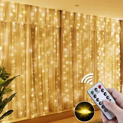 Produktbild von 3x2M 200LEDs LED wróżki światła ciepły biały z 8 trybów i timer wewnątrz zewnątrz party ogród okno ściany Boże Narodzenie dekoracji PVC kurtyny światła