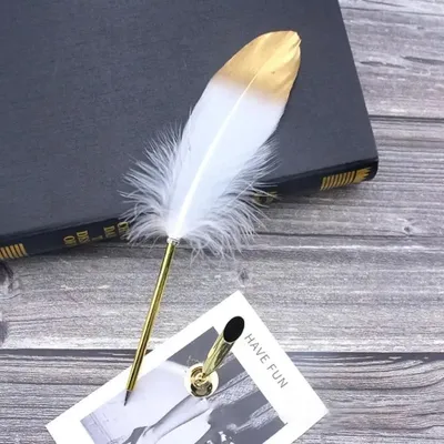 Produktbild von Vintage Kalligraphie Feder Set mit 5 Schreibfedern Tintenfeder Stift Kalligraphie-Set Unterschrift Schreibset - Farbe: Gold mit Feder