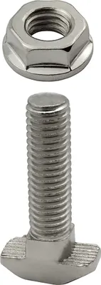 Produktbild von KLAK 40 - Hammerkopfschraube T-Schraube M8 30mm Nut 8 Aluprofil 40-er 10 Stück + Mutter
