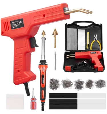 Produktbild von VEVOR Kunststoffschweißgerät, 220W Kunststoffschweißpistole mit 800PCS Heißklammern & 56PCS Schweißstäben, Professionelle Heißklammer-Schweißpistole mit LED-Licht, Tragetasche für Kajak, Spielzeug, Stoßstangenreparatur, 1000 x Schweißklammern, 60 x Schweißstäbe