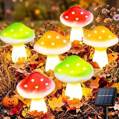 Solar-Pilzleuchten, 6 LEDs, wasserdicht, für Garten und Weg