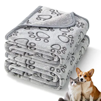 Image de Couvertures pour chiens lavables - Lot de 2, couleur grise, en polaire