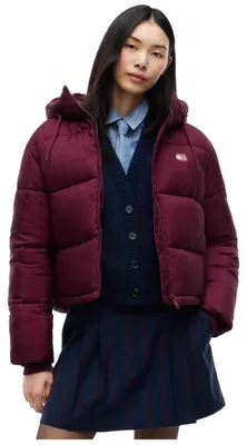 Obrázek produktu pro Tommy Hilfiger Ripstop Hooded Puffer Jacket, Ženy, Dospělý, Regular fit, Zavazování na šňůru, Zip, Nylon, Bobule