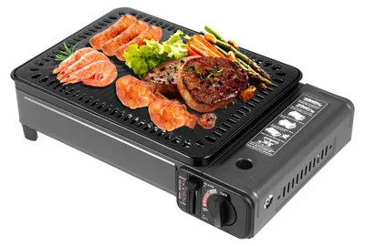 Obrázok produktu pre Prenosný plynový gril s grilovacou mriežkou a plechom na pečenie