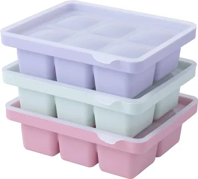 Produktbild von 3 Stück Eiswürfelform, Silikon Eiswürfelbehälter XL Mit Deckel, Stapelbar und Spülmaschinenfest Eiswürfelformen, Für Bier,Wein,Whisky,Cocktail Und Baby Snack Inklusive, BPA Frei