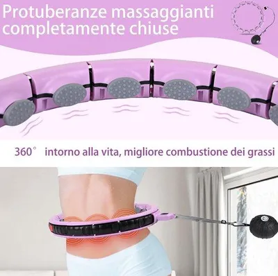 Zdjęcie produktu dla Pierścień fitness dla dorosłych – odchudzanie z regulowanymi guzikami i piłką obciążeniową – 30 minut dziennie – trening mięśni brzucha