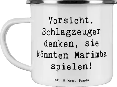 Produktbild von Mr. & Mrs. Panda Emaille Tasse Spruch Marimba Humor - Weiß - Geschenk, Lernen, Percussion, Haferl, Pott, Musikerwitz, Musikinstrument, Instrument, Schlaginstrument, Musik