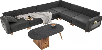 Produktbild von Ecksofa L-Form Sofa Grau Stoffsofa Polstersofa Großes Couch Design