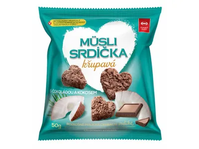 Obrázek produktu pro Musli srdíčka křupavá s čokoládou a kokosem 50g , Semix 50 g SEMIX