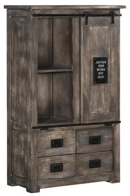 Immagine prodotto di MASSIVMOEBEL24 | RAILWAY #213 Armadio in legno di mango - laccato / grigio 90x45x150