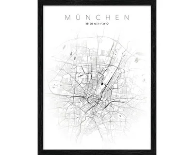 Produktbild von Gerahmtes Bild München Landkarte II 33x43 cm