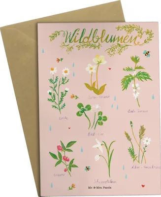 Produktbild von Mr. & Mrs. Panda valentinstagskarte Wildblumen - Geschenk, Dekoration, osterkarten, hochzeitskarten, einladungskarten, Blume, Wildblume, Grußkarten, weihnachtskarten
