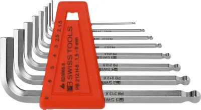 Immagine prodotto di PB Swiss Tools Set di chiavi esagonali a L, con estremità sferica, cromate, 8 pezzi