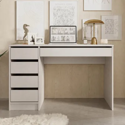 Productafbeelding van Bureau/Kaptafel MIA, 120 cm, kasjmierkleur, 5 lades, universeel monteerbaar