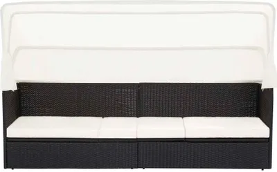 Produktbild von vidaXL Gartensofa mit Sonnendach Schwarz Poly Rattan