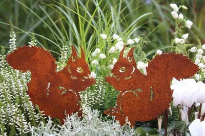 Immagine prodotto di Set di 2 sedie da giardino - Decorazioni autunnali - Metallo - Scoiattoli