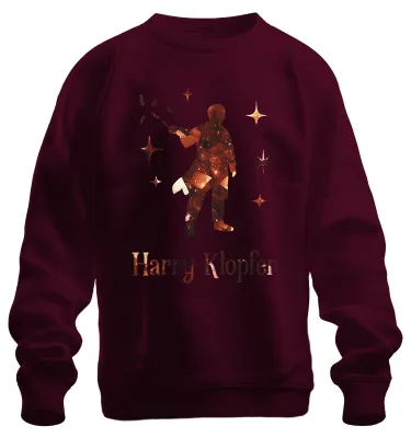 Imagen del producto de Sudadera con cuello redondo, diseño de Harry Klopfer, mago divertido, varita mágica, magia, regalo, fantasía, uni, color burdeos, talla S