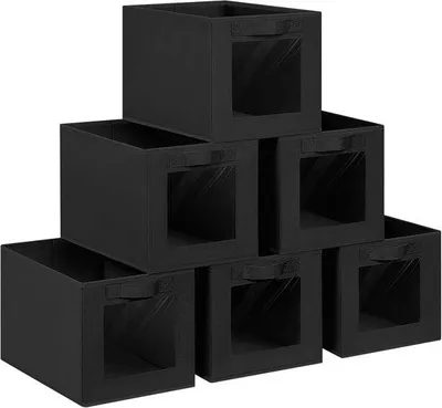 Produktbild von Famanu Aufbewahrungsboxen Set 6 Stück mit transparentem Fenster und Griffen - Grau