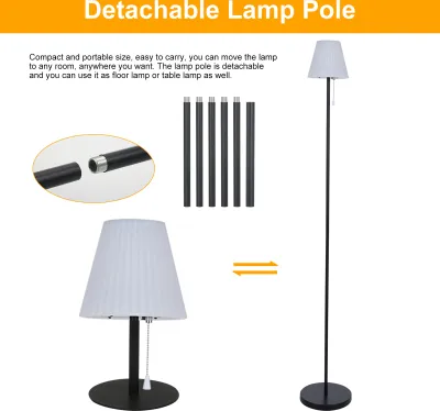 Produktbild von Solar RGBCW LED-Stehlampe, Farbwechsel-Atmosphaerenlichter, 3 Lichtmodi, 6 Helligkeitsstufen, Zugschalter + Fernbedienung, Höhenverstellbar, IP65