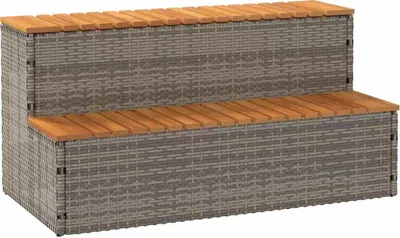 Produktbild von Whirlpooltreppe Grau 100x50x50,5 cm Poly Rattan Akazie Massiv