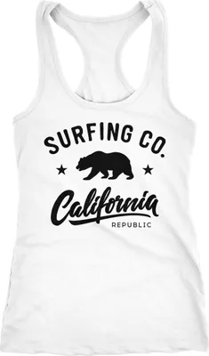 Produktbild von Damen Tank-Top California Republic Bear Bär Sommer Surfing Racerback Neverless® weiß S