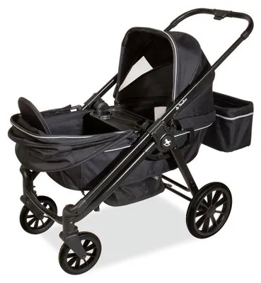 Produktbild von Pinolino 2-in-1 Kinder- und Bollerwagen 'Cubi' Metallgestell, schwarz matt lackiert und Stoff, schwarz