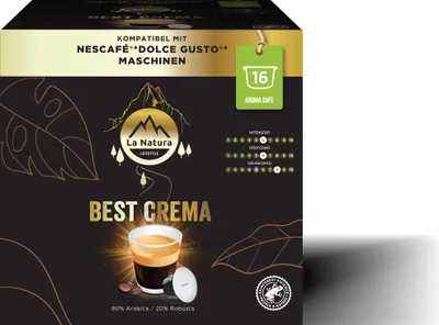 Produktbild von Crema La Natura Lifestyle (6x16 Kaffeekapseln) 96 Kaffeekapseln | La Natura Lifestyle 576g| Dolce Gusto®* kompatible Kaffeekapsel | Rainforest