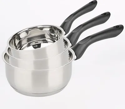 Image de Batterie de Cuisine, Acier Inoxydable, 3 Pièces 16/18/20 cm, Tous Feux dont Induction, Baumalu, Gris