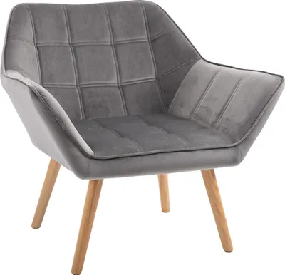 Zdjęcie produktu dla Fortuna Lai Fotel z uszami Fotel pojedynczy Fotel relaksacyjny z aksamitem, skandynawski, podwyższone nogi, aksamitny poliester, szary 64 x 62 x 72,5 cm