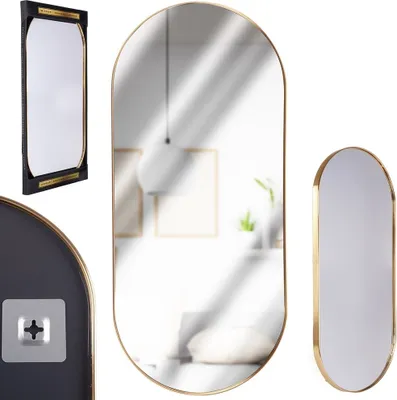 Immagine prodotto di Vilde specchio da parete appeso specchio specchio color oro ovale 72x32 cm