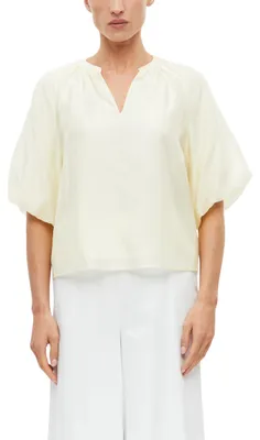 Produktbild von s.Oliver Damen Bluse – Loose Fit, Puffärmel, Stehkragen