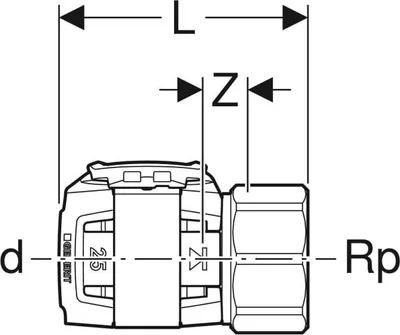 Immagine prodotto di Geberit FlowFit transizione con filettatura interna SiBr d63-Rp2 1/2