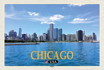 Produktbild von Holzschild Chicago Skyline USA Wandbild