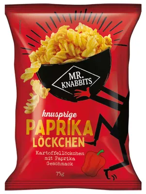 Produktbild von Mr. Knabbits Knusprige Paprika Löckchen 75g
