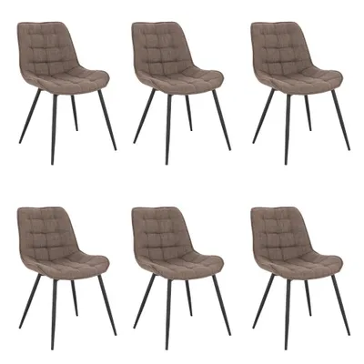 Six dining chairs are arranged in two rows of three against a white background.