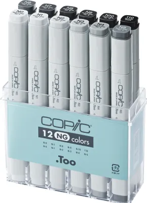 Produktbild von COPIC Profi Marker 12er Grau Set "NG" neutrale Grautöne