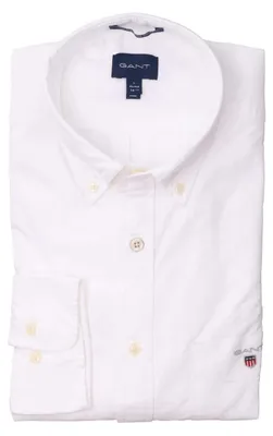 Immagine prodotto di Camicia casual Gant, vestibilità regolare, bianca a tinta unita