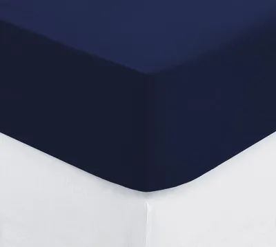 Produktbild von Spannbetttuch "carina" aus tintenblauer baumwolle 160x200cm  - Atmosphera créateur d'intérieur